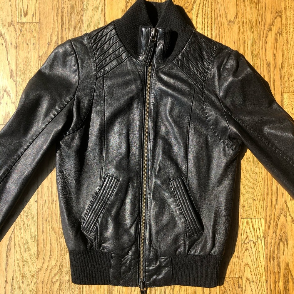 Mackage for Aritzia leather bomber jacket